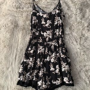 Black Floral Romper with Pockets